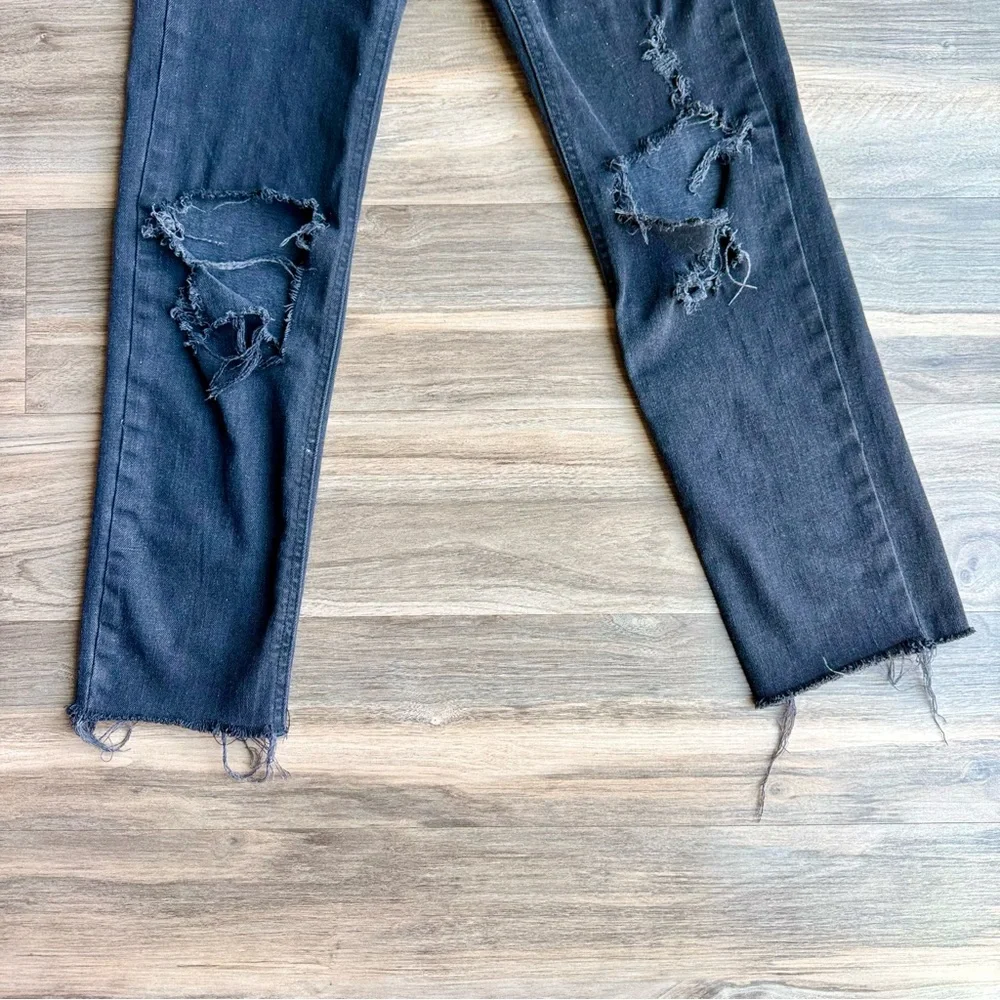 Wild Fable Size 00 High‎ Rise Distressed Straight Leg Jeans Black